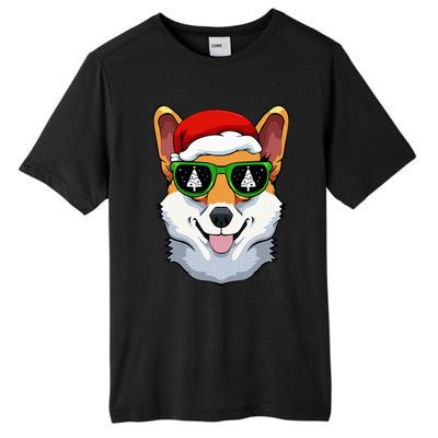 Corgi Sunglasses Christmas Pajama Dog Santa Hat XMas Tree Tall Fusion ChromaSoft Performance T-Shirt