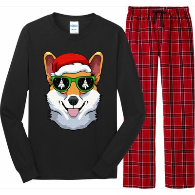 Corgi Sunglasses Christmas Pajama Dog Santa Hat XMas Tree Long Sleeve Pajama Set