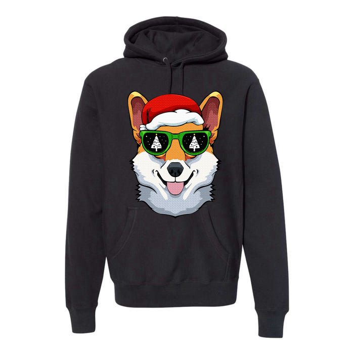 Corgi Sunglasses Christmas Pajama Dog Santa Hat XMas Tree Premium Hoodie