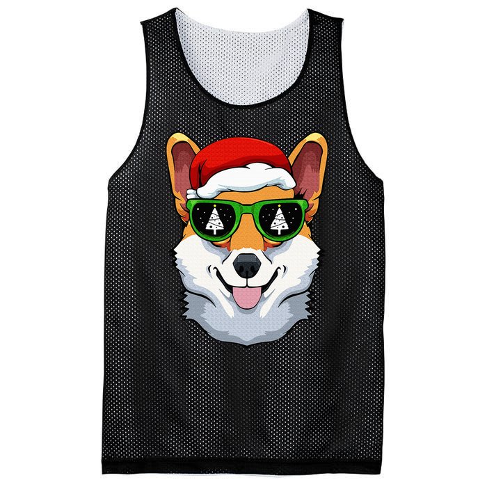 Corgi Sunglasses Christmas Pajama Dog Santa Hat XMas Tree Mesh Reversible Basketball Jersey Tank