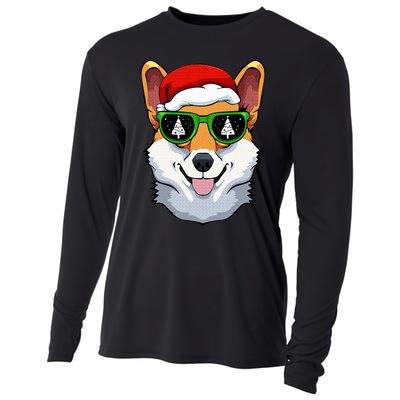 Corgi Sunglasses Christmas Pajama Dog Santa Hat XMas Tree Cooling Performance Long Sleeve Crew