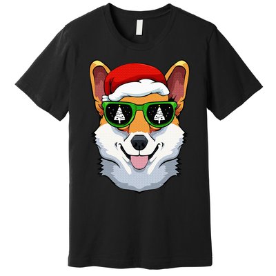 Corgi Sunglasses Christmas Pajama Dog Santa Hat XMas Tree Premium T-Shirt