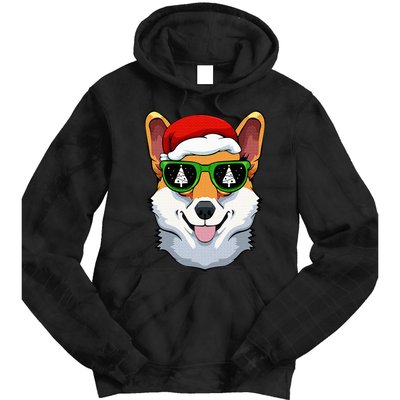 Corgi Sunglasses Christmas Pajama Dog Santa Hat XMas Tree Tie Dye Hoodie