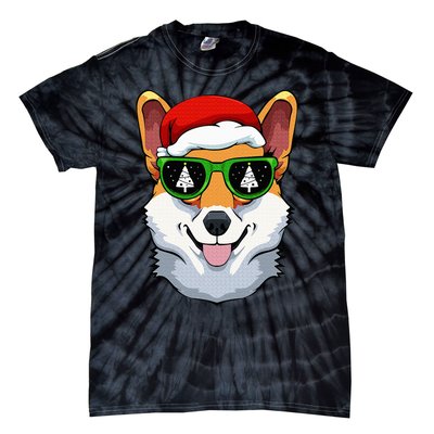 Corgi Sunglasses Christmas Pajama Dog Santa Hat XMas Tree Tie-Dye T-Shirt