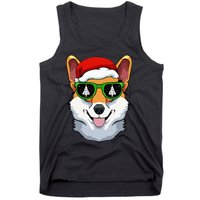 Corgi Sunglasses Christmas Pajama Dog Santa Hat XMas Tree Tank Top