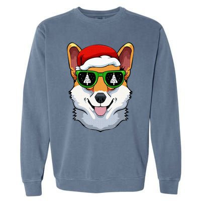 Corgi Sunglasses Christmas Pajama Dog Santa Hat XMas Tree Garment-Dyed Sweatshirt