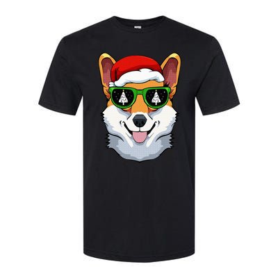 Corgi Sunglasses Christmas Pajama Dog Santa Hat XMas Tree Softstyle CVC T-Shirt