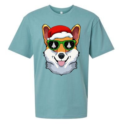 Corgi Sunglasses Christmas Pajama Dog Santa Hat XMas Tree Sueded Cloud Jersey T-Shirt