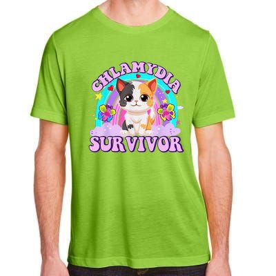 Chlamydia Survivor Cat Rainbow Gift Adult ChromaSoft Performance T-Shirt