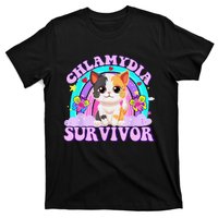 Chlamydia Survivor Cat Rainbow Gift T-Shirt