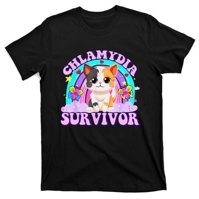 Chlamydia Survivor Cat Rainbow Gift T-Shirt