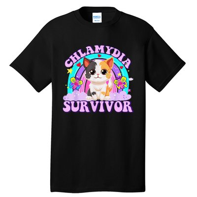 Chlamydia Survivor Cat Rainbow Gift Tall T-Shirt