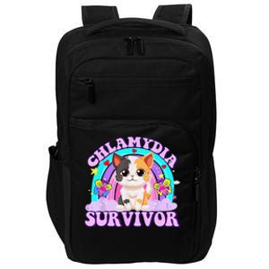 Chlamydia Survivor Cat Rainbow Gift Impact Tech Backpack