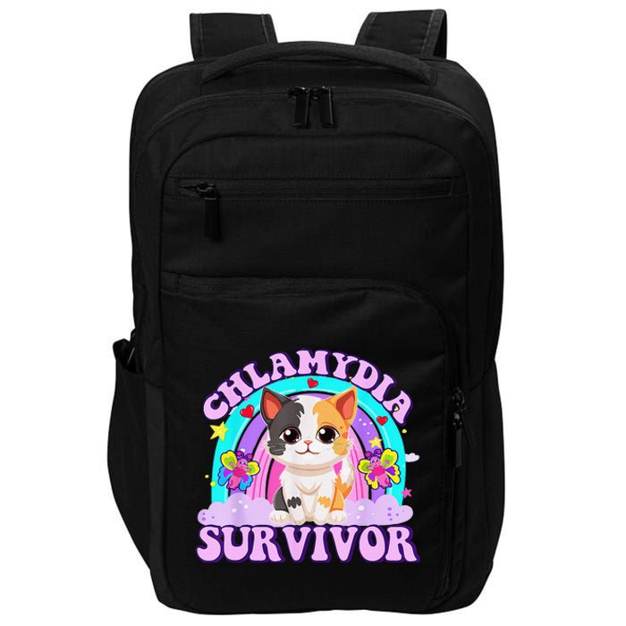 Chlamydia Survivor Cat Rainbow Gift Impact Tech Backpack