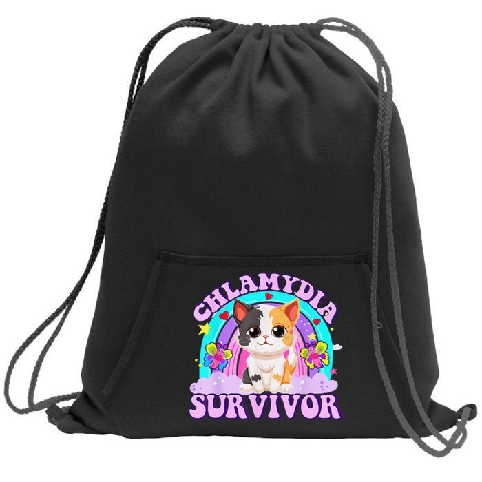 Chlamydia Survivor Cat Rainbow Gift Sweatshirt Cinch Pack Bag