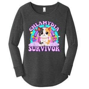 Chlamydia Survivor Cat Rainbow Gift Women's Perfect Tri Tunic Long Sleeve Shirt