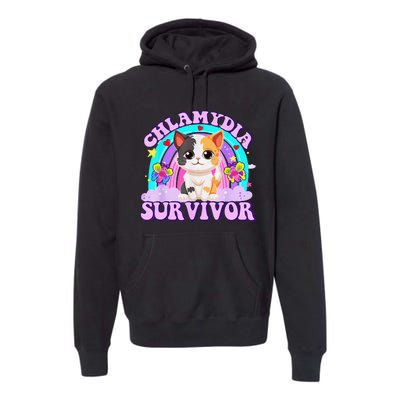 Chlamydia Survivor Cat Rainbow Gift Premium Hoodie