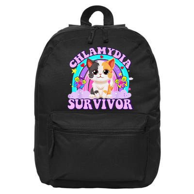 Chlamydia Survivor Cat Rainbow Gift 16 in Basic Backpack