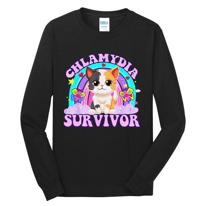 Chlamydia Survivor Cat Rainbow Gift Tall Long Sleeve T-Shirt