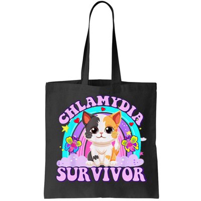 Chlamydia Survivor Cat Rainbow Gift Tote Bag