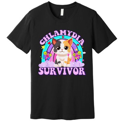 Chlamydia Survivor Cat Rainbow Gift Premium T-Shirt