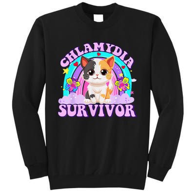 Chlamydia Survivor Cat Rainbow Gift Tall Sweatshirt