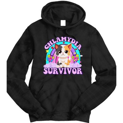 Chlamydia Survivor Cat Rainbow Gift Tie Dye Hoodie