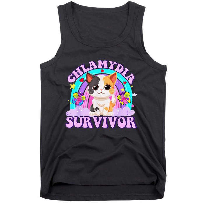 Chlamydia Survivor Cat Rainbow Gift Tank Top