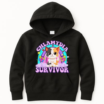 Chlamydia Survivor Cat Rainbow Gift Kids Hoodie