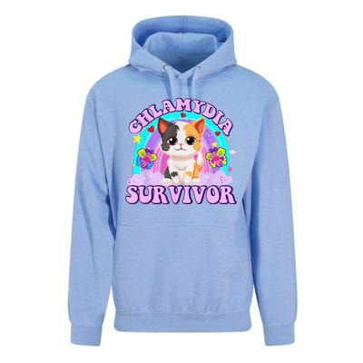 Chlamydia Survivor Cat Rainbow Gift Unisex Surf Hoodie