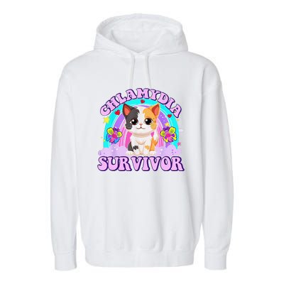 Chlamydia Survivor Cat Rainbow Gift Garment-Dyed Fleece Hoodie