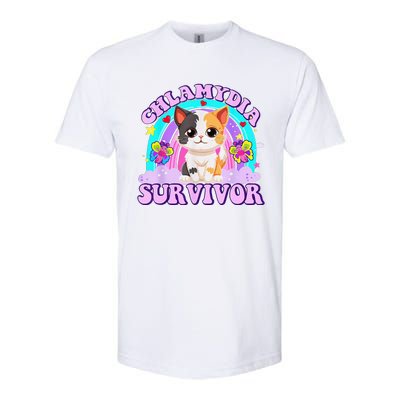 Chlamydia Survivor Cat Rainbow Gift Softstyle CVC T-Shirt