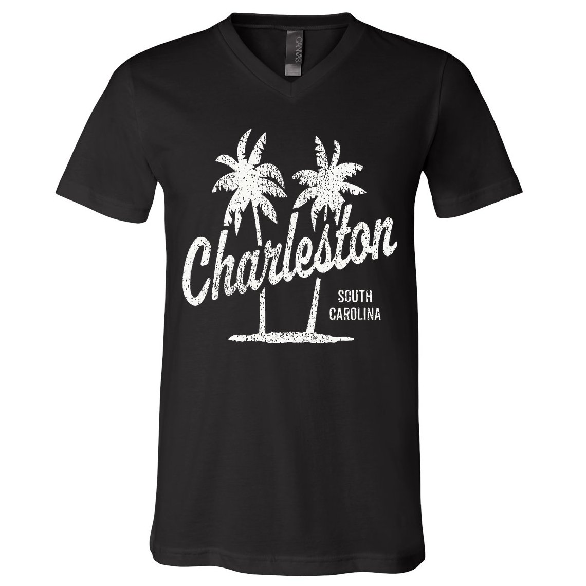 Charleston South Carolina Vintage 70s Palm Trees V-Neck T-Shirt