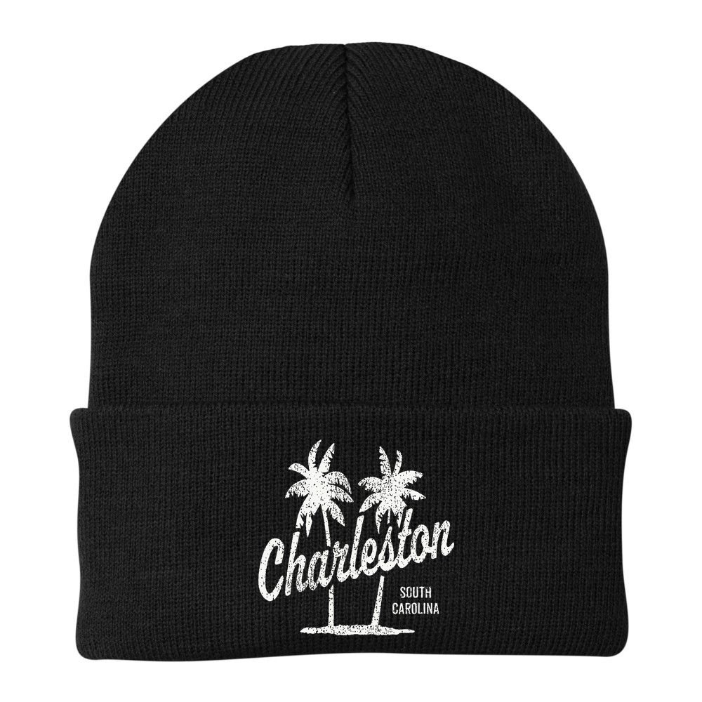 Charleston South Carolina Vintage 70s Palm Trees Beanie