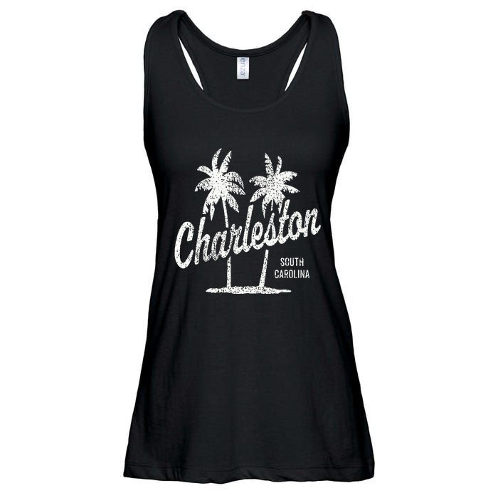 Charleston South Carolina Vintage 70s Palm Trees Ladies Essential Flowy Tank