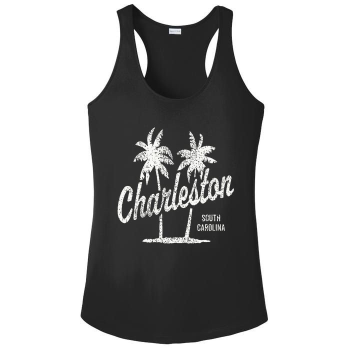 Charleston South Carolina Vintage 70s Palm Trees Ladies PosiCharge Competitor Racerback Tank