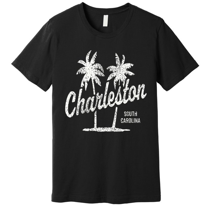 Charleston South Carolina Vintage 70s Palm Trees Premium T-Shirt