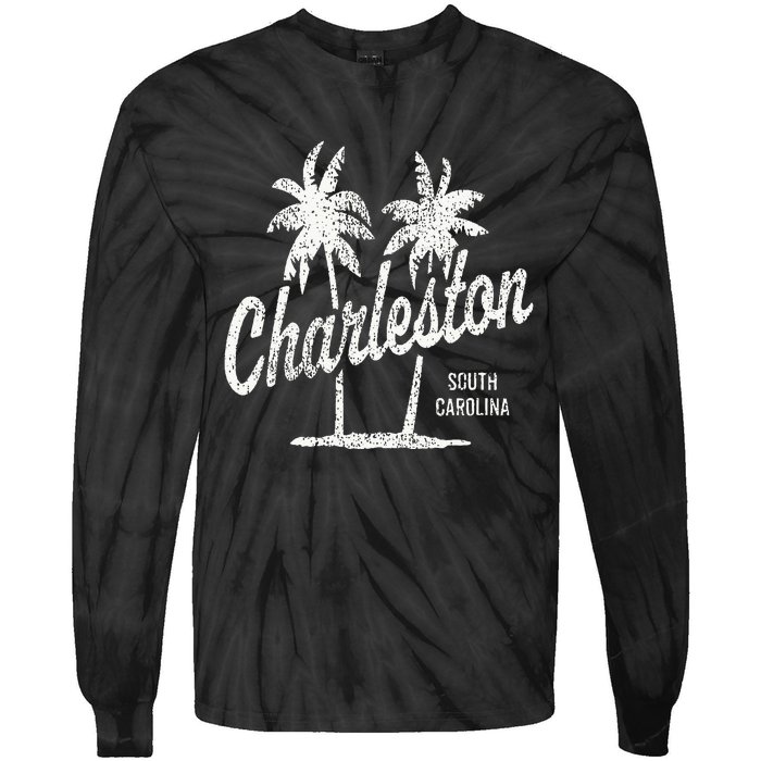 Charleston South Carolina Vintage 70s Palm Trees Tie-Dye Long Sleeve Shirt