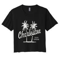 Charleston South Carolina Vintage 70s Palm Trees Women's Crop Top Tee