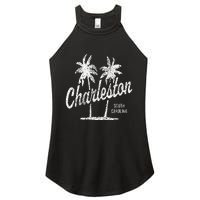 Charleston South Carolina Vintage 70s Palm Trees Women's Perfect Tri Rocker Tank