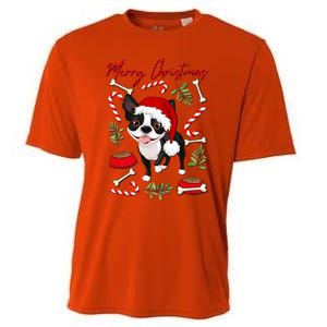 Cute Sweet Christmas Puppy Terrier With A Santa Hat Dog Mom Gift Cooling Performance Crew T-Shirt