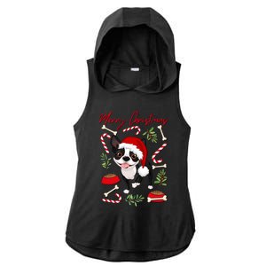 Cute Sweet Christmas Puppy Terrier With A Santa Hat Dog Mom Gift Ladies PosiCharge Tri-Blend Wicking Draft Hoodie Tank