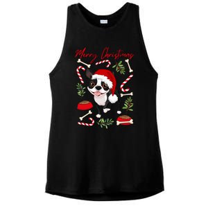 Cute Sweet Christmas Puppy Terrier With A Santa Hat Dog Mom Gift Ladies PosiCharge Tri-Blend Wicking Tank