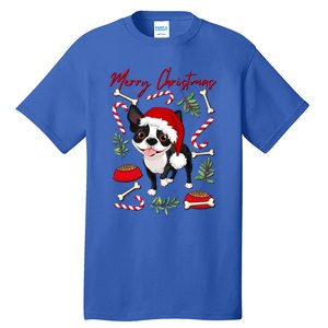 Cute Sweet Christmas Puppy Terrier With A Santa Hat Dog Mom Gift Tall T-Shirt