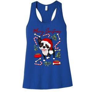 Cute Sweet Christmas Puppy Terrier With A Santa Hat Dog Mom Gift Women's Racerback Tank