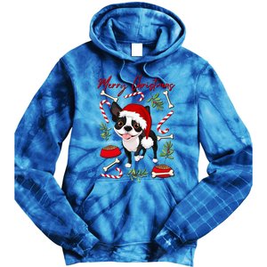 Cute Sweet Christmas Puppy Terrier With A Santa Hat Dog Mom Gift Tie Dye Hoodie