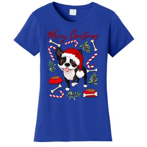 Cute Sweet Christmas Puppy Terrier With A Santa Hat Dog Mom Gift Women's T-Shirt