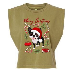 Cute Sweet Christmas Puppy Terrier With A Santa Hat Dog Mom Gift Garment-Dyed Women's Muscle Tee