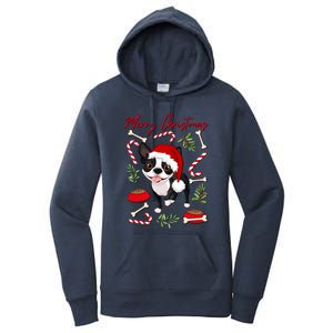 Cute Sweet Christmas Puppy Terrier With A Santa Hat Dog Mom Gift Women's Pullover Hoodie