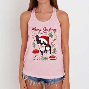 Cute Sweet Christmas Puppy Terrier With A Santa Hat Dog Mom Gift Women's Knotted Racerback Tank